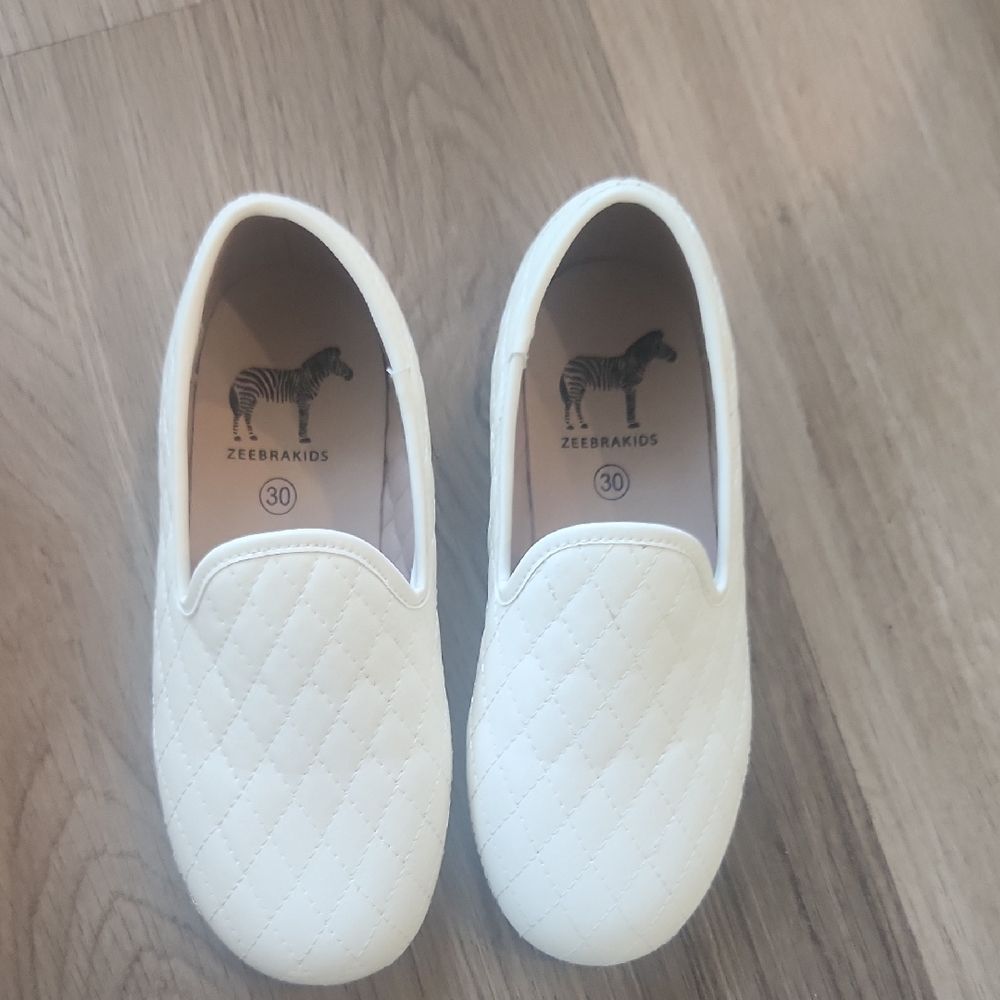 🔥clearance🔥ZeeBra Kids White Quilted Slip-On Shoes